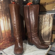 Footglove Womens Brown Leather Knee Length Boots Size UK 8