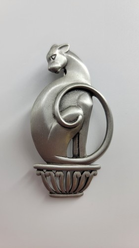 Pewter cat brooch egyptian - pewter,