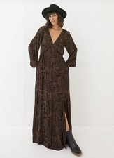 FAT FACE Noelle Black Print Midaxi  Dress. Size UK 12 . *excellent* RRP £75