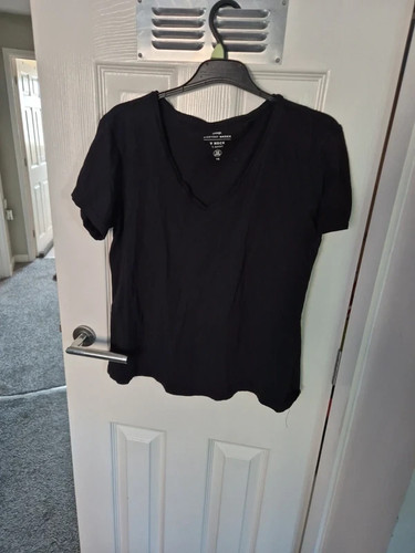 Ladies black neck shirt - black, t-shirt