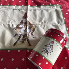 Cotton Tea Towel Ulster Weavers Mince Pie ? "The little dog laughed" In A Tin