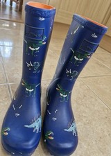 Joules Dinosaur Navy Welly Boots Size 2 BNWOT