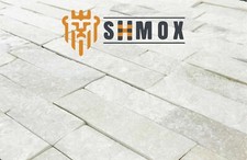 White & Cream Quartz 3D Split Face Wall Cladding Tiles & Stacked Shmox - Sparkly