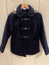 Navy Maternity Coat Fully Lined Fleece Hood, Red Herring, Size 8