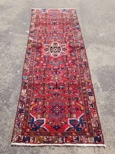 Distressed Antique Traditional Handmade Persian Wool Multicolor Rug 270x94cm