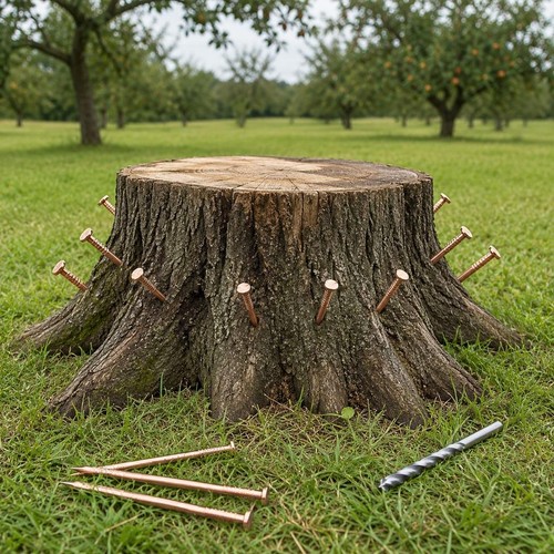 Copper nails for - tree, stump