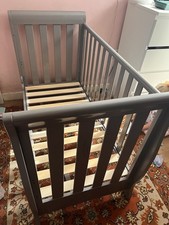 O Baby Stamford Mini Sleigh Cot Bed Soft Grey with Mattress