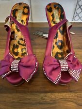 New Was £38.Julien Mcdonald @Debenhams Raspberry satin detailed bow shoes.Size 4