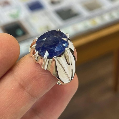 Handmade oval blue sapphire - handmade,