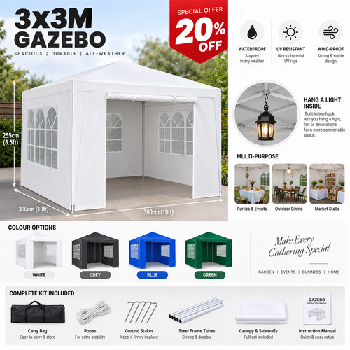 3x3m pop gazebo sides - pop, 4
