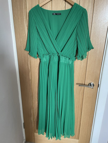 Zara green pleated - zara, l