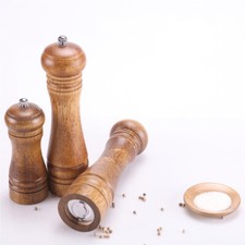 5" 8" 10" Refillable Oak Wooden Salt Pepper Mill Spice Herb Manual Grinder