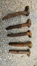 Antique Set Of 5 Iron  Railway track Spikes