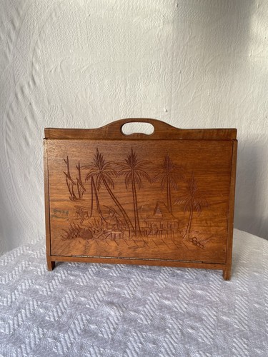 Vintage wooden magazine rack - magazine,