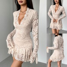 Ladies Long Sleeve Lace V Neck