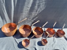 Vintage Stunning Set Graduated Copper Pans Saucepans Bundle 20cm 18cm 16cm 14cm