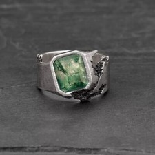 Natural Moss Agate Ring 925