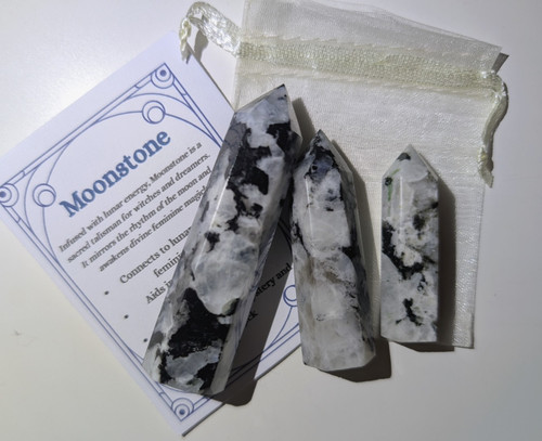 Natural moonstone crystal - natural, wand