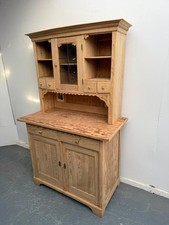 An Arts & Crafts Antique / Old Pine Tiled Kitchen Dresser to Wax / Paint