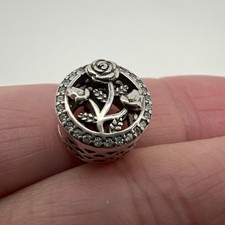 Pretty Rose Flower Bead Charm for bracelet s925 925 Sterling Silver 