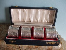 Boxed set of four hallmarked silver napkin rings, B'ham 1970.  Weight 74.3g, VGC