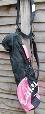 CALLAWAY PINK & BLACK PENCIL / SUNDAY GOLF BAG FOLDABLE DOUBLE STRAP *READ*