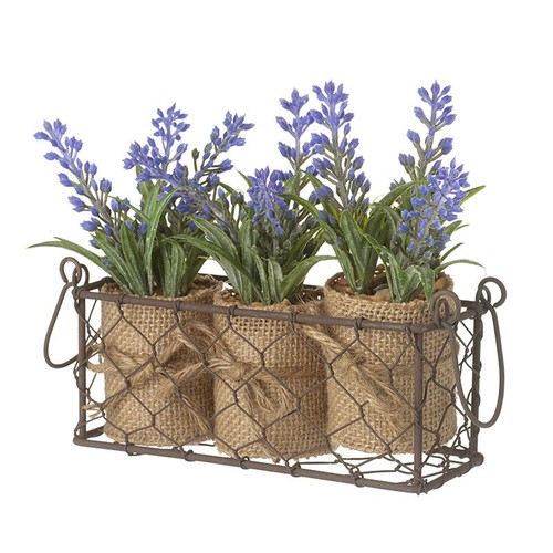 Three lavender pots wire - three, in