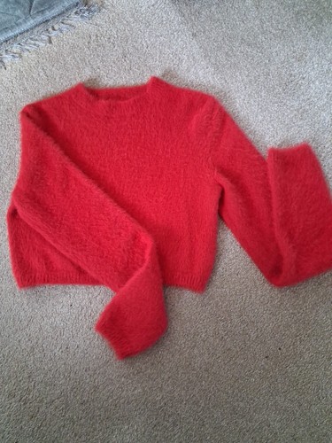 Short fluffy red - fluffy,, jumper