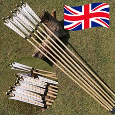 12 X 32'' Archery Wooden Arrow 5'' White Turkey Feather Bow Hunting Shooting 