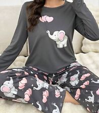 ELEPHANT Women's Ladies Pyjamas PJs Gift Novelty Slogan Size 8 10 12/14 16 grey