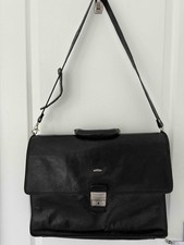 Black Italian leather briefcase with lock & key