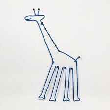 Vintage IKEA Blue Metal SPRALLIG Giraffe Children's Wall Hanging Coat Rack/Hooks