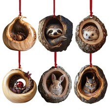 Handmade Cute Animal Christmas Hangings Pendant Ornament 2D Xmas Tree Decor New