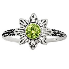 Natural Peridot 925 Sterling Silver Ring s.6 Jewelry R-1710