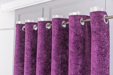 Luxury Crushed Velvet Curtains Pair Fully Lined Eyelet Ring Top Ready Made Thick