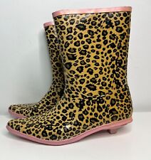 TAMARA HENRIQUES Ladies Wellies Leopard Print Kitten Heel Wellie Boots UK Size 5