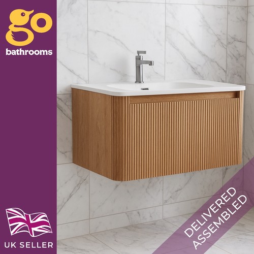 Oak ribbed vanity - vanity, unit