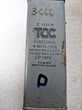 TCC 4µF 4UF 4MFD ± 20% 800VDC  D  Visconol  Oil  Block Paper Capacitor Used