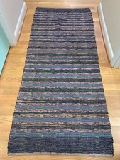 Vintage Rag Rug Purple Blue Multi color 28"x 55"