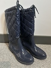 Ladies Long Waterproof Quilted Polyester Patent Wellington Boots Fleece Lined 7
