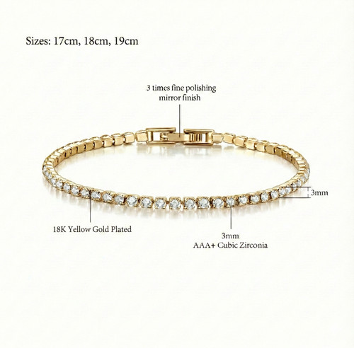 Gold plated tennis bracelet - plated,
