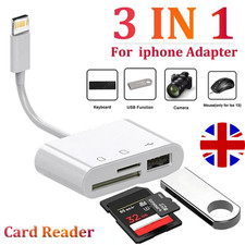 8 pin to SD Memory Card Reader USB OTG Adapter For iPhone 11 12 13 14 X  ipad UK