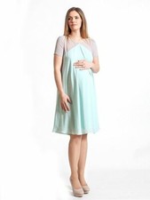  Maternity Evening, Wedding, Party Dress - Green Round Neck Dress - Size 6 - 16