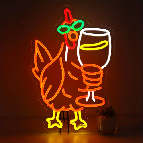 Humorous chicken neon light - humorous,