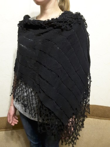 Handmade black knit shawl - handmade,