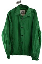 ZARA Green Windcheater Jacket size M Mens Button up Casual Outdoors Outerwear