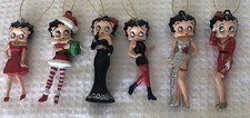 Set of 6 Betty Boop Kurt Adler Christmas Ornaments Stewardess Santa Silver Dress
