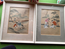 Two vintage Chinese framed paintings on silk