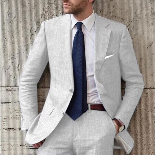 Men 2pcs linen suit - linen, summer