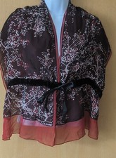 Pashmina Double M&S Tree Pattern Red/Black & White Velvet Gathered Front Ties